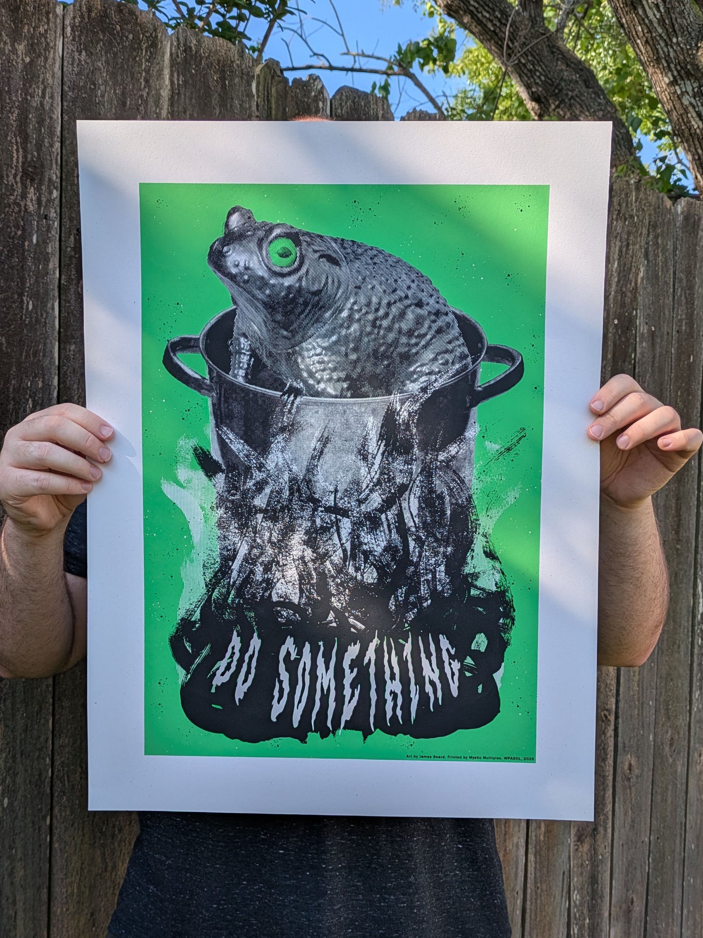 18 x 24 poster showing a photo collage frog in a boiling pot