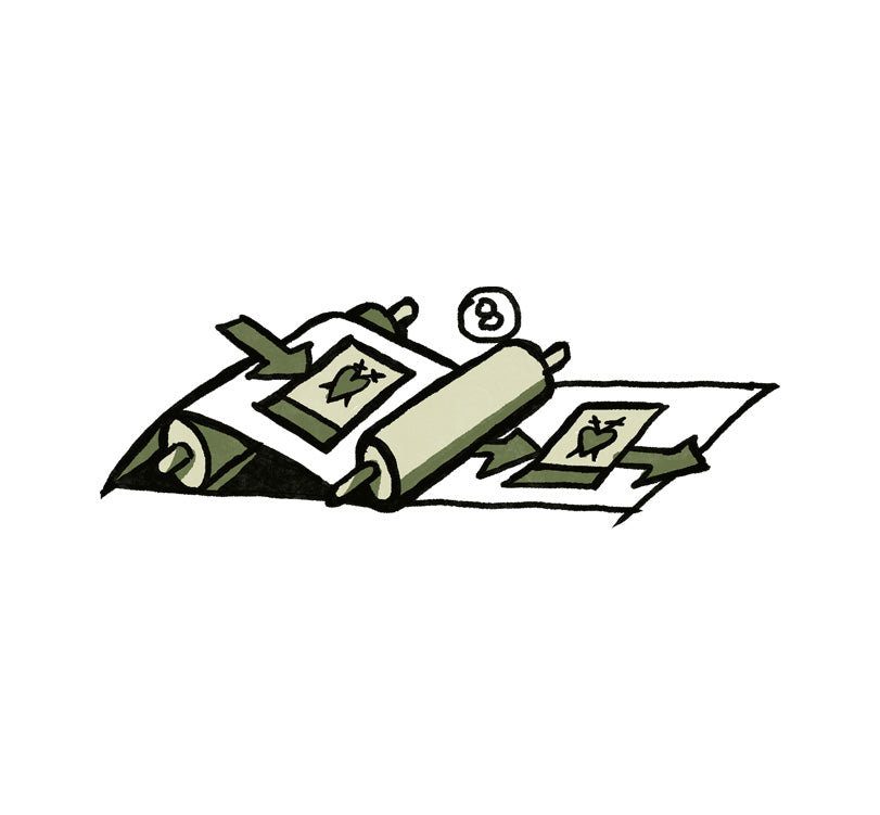 Illustration of the offset printing process with the number 8